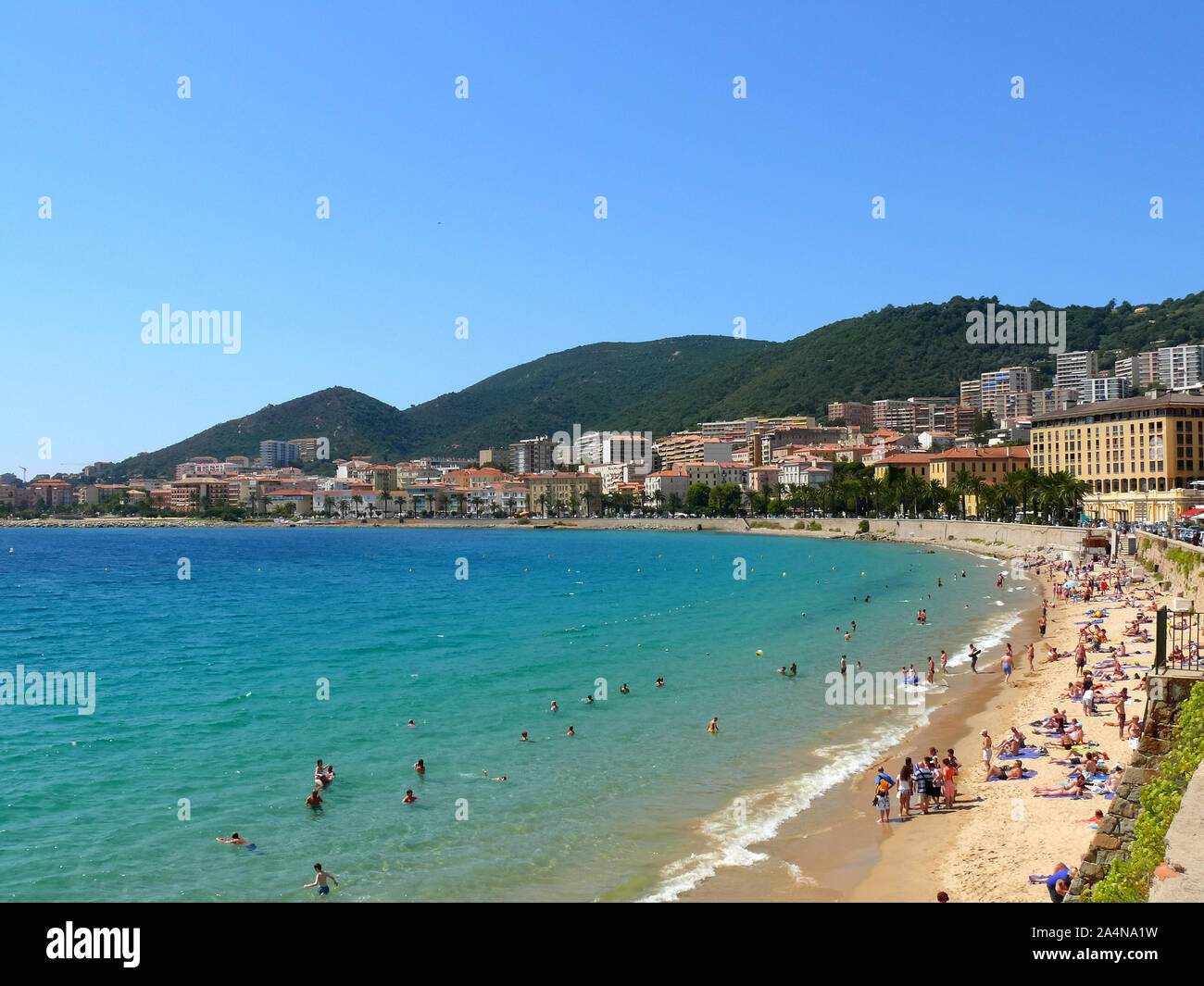 beach, Ajaccio, Corsica, France, Europe, capital city of Corsica Stock