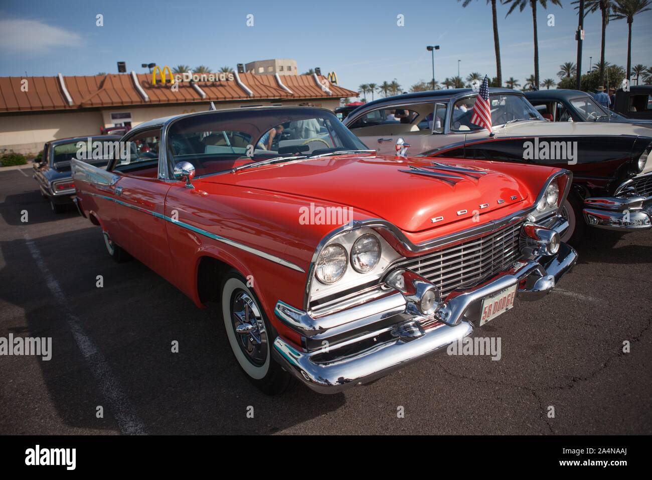 Display of classic cars in a mall in Scottsdale and Phoenix Arizona. Old cars. TEOE through each