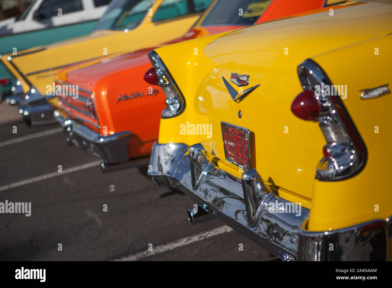 Display of classic cars in a mall in Scottsdale and Phoenix Arizona