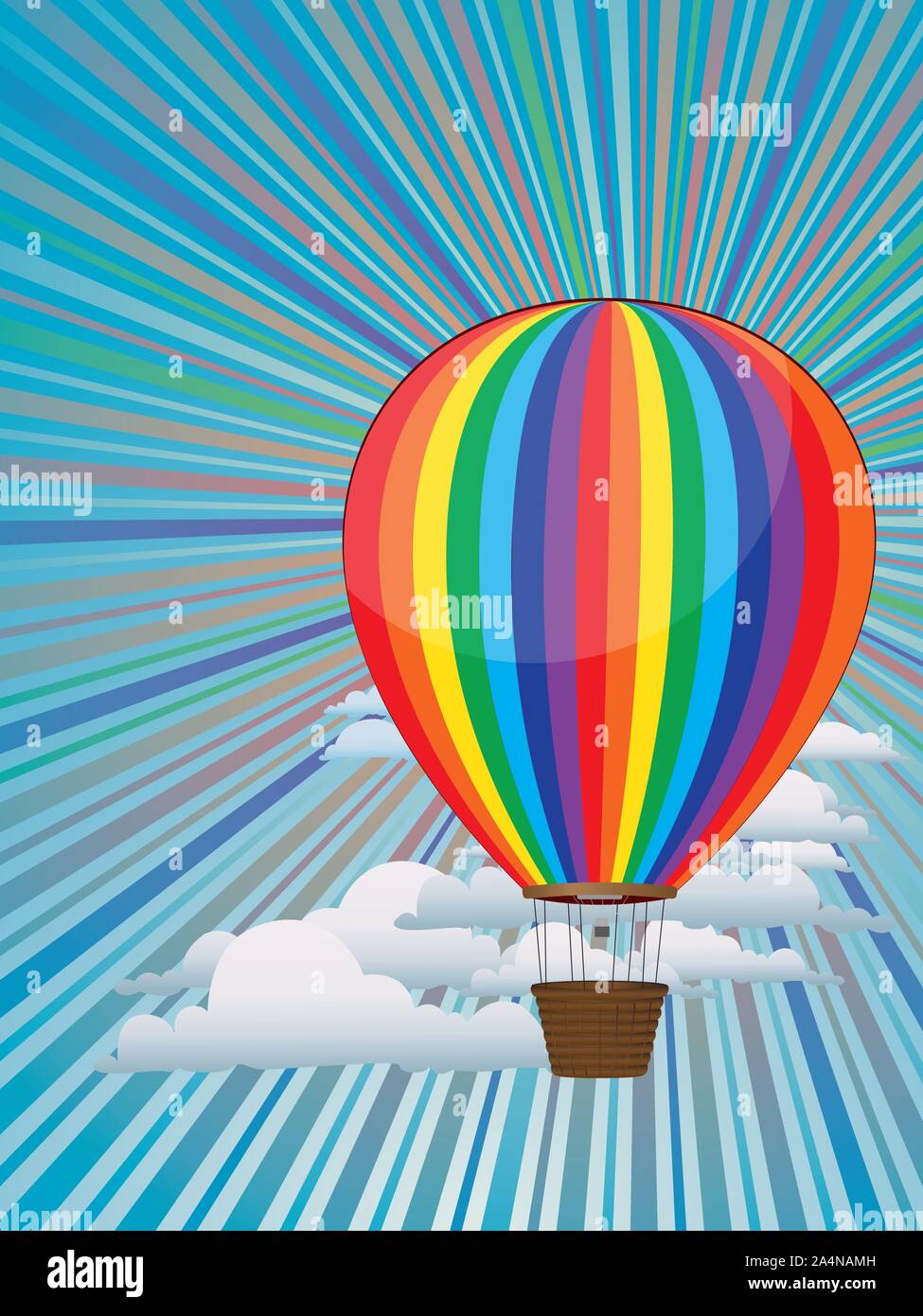 Illustration of colorful hot air balloons on sky background Stock ...