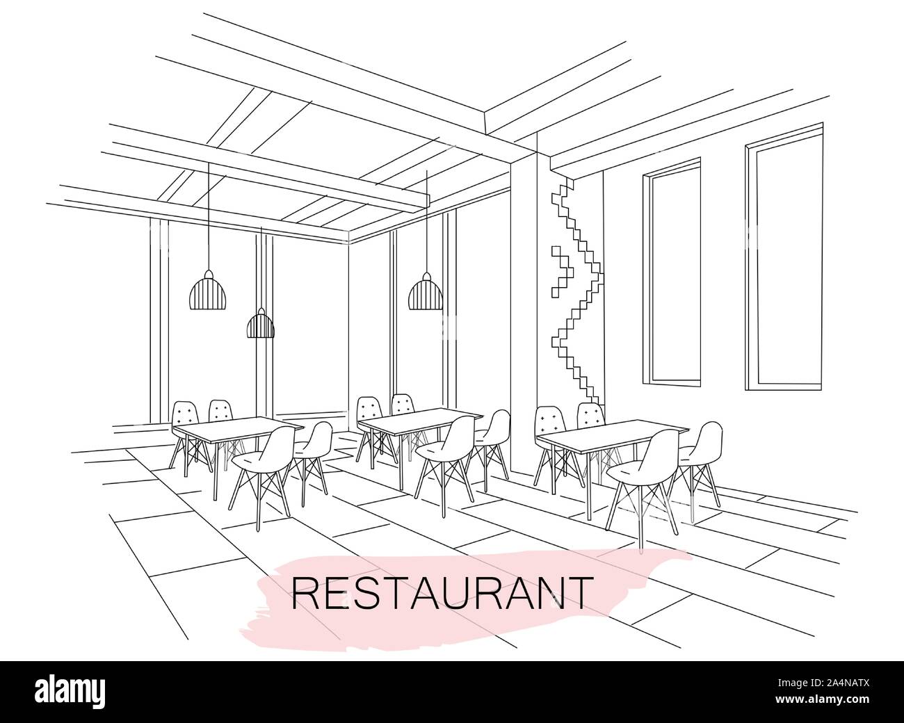 Interior Sketch Of Moldavian Restaurant Interior With Local Traditional Ornaments Stock Vector Image Art Alamy