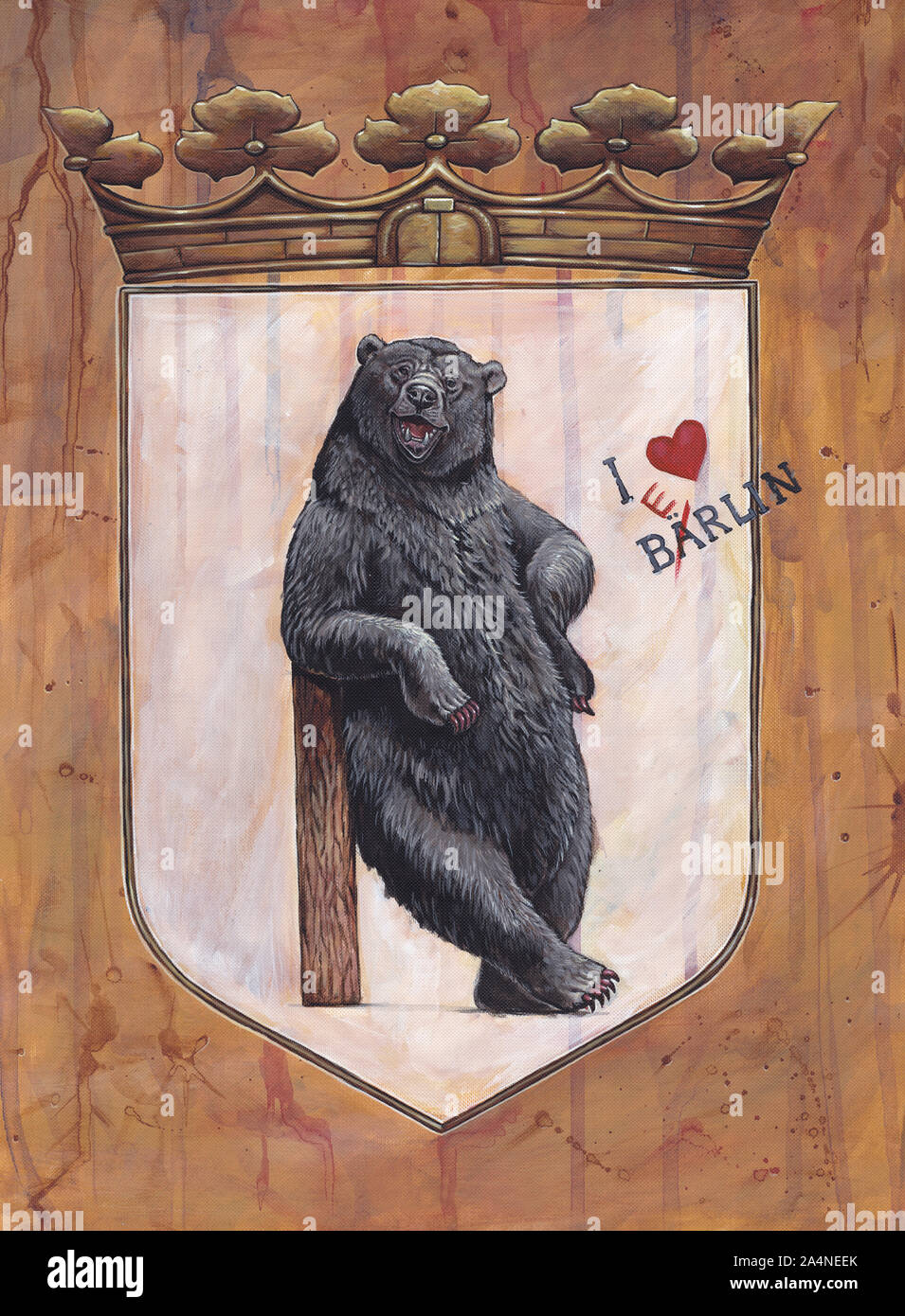 German Coat of arms Berlin. Heraldic illustration with bear. Stylized Coat of arms. Stock Photo