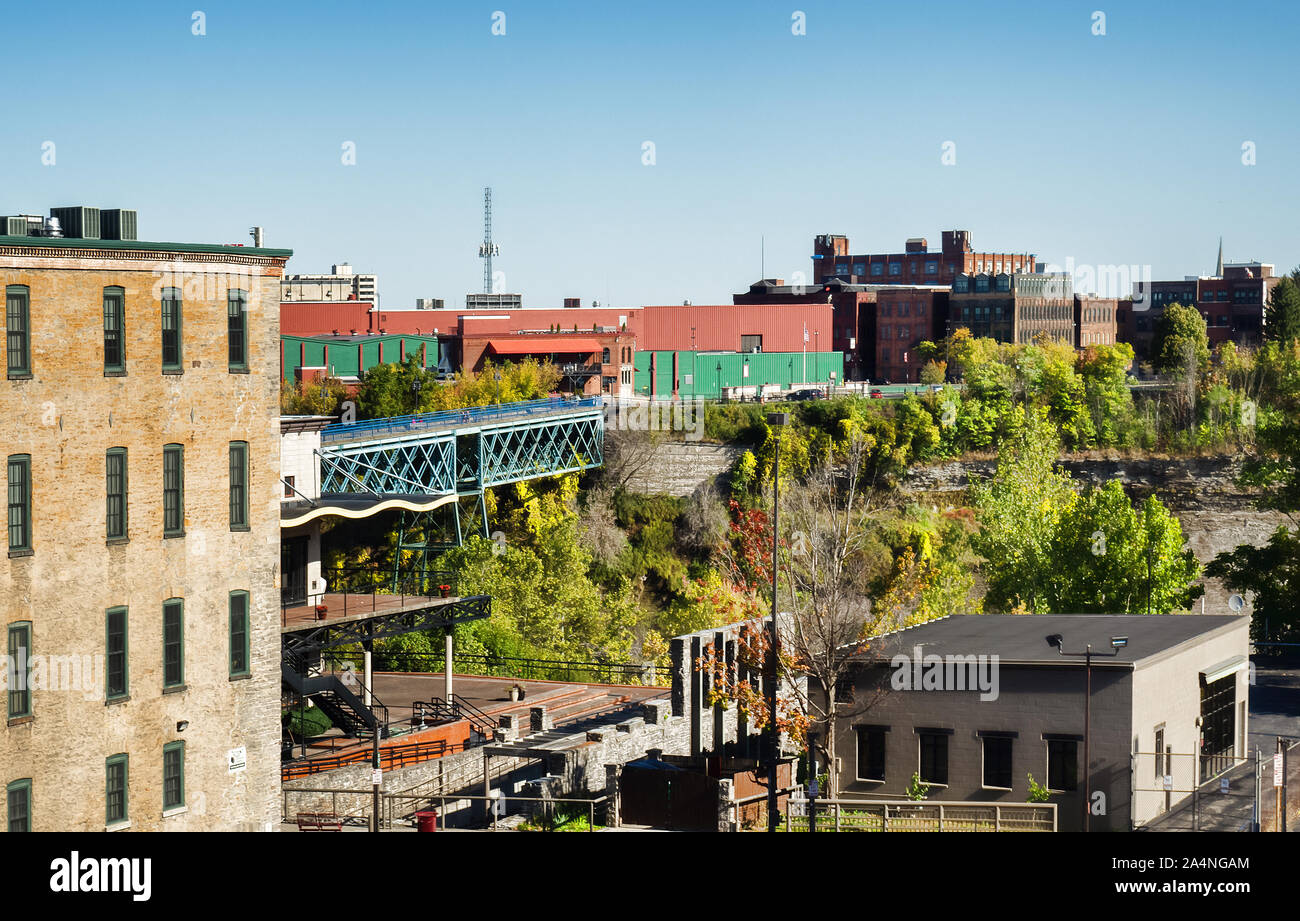 Elevated view of the industries and landscape near the High Falls