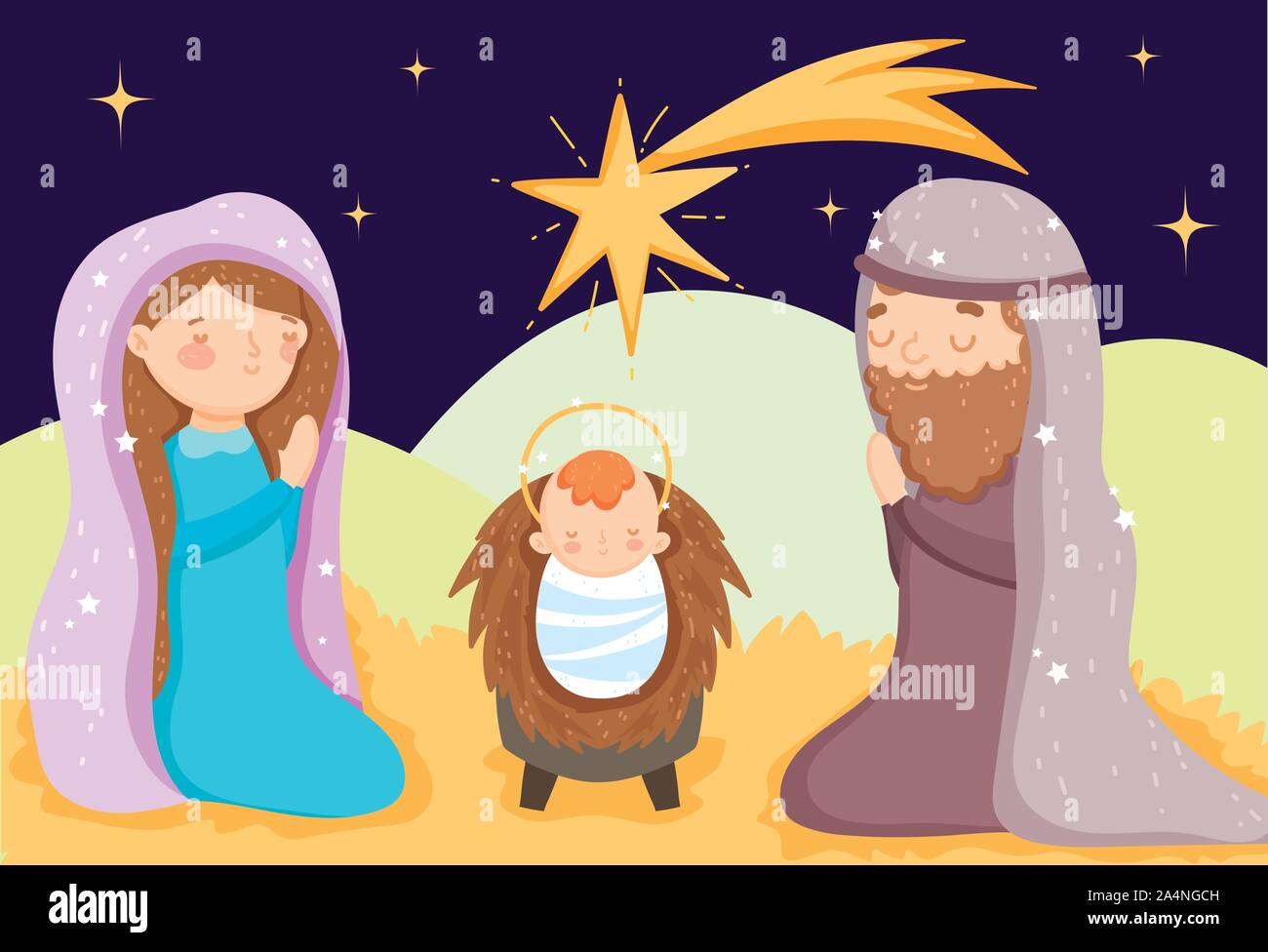 joseph and mary and baby jesus star night nativity merry christmas ...