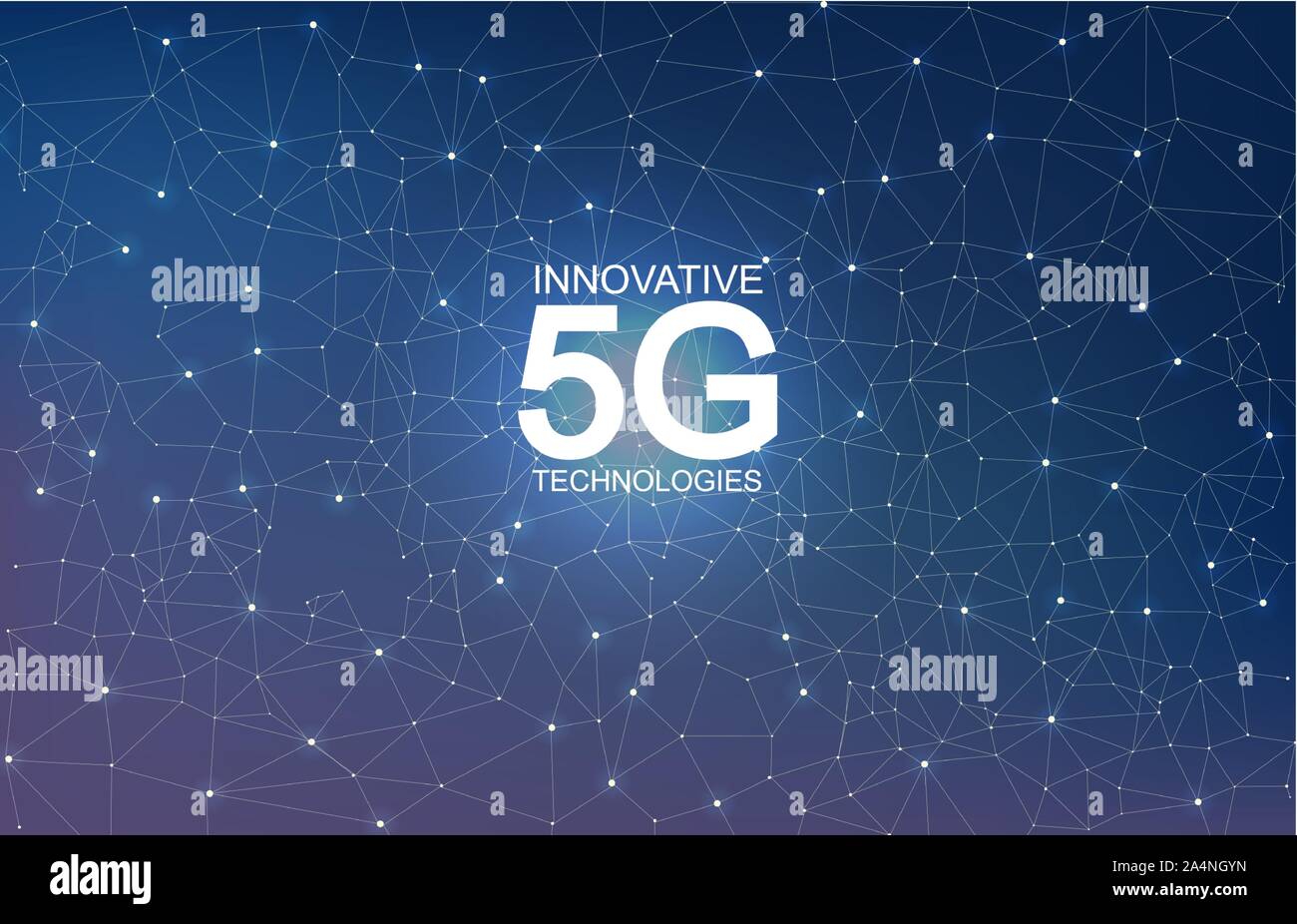 5G Innovative technologies abstract composition vector. Light sparkles and glitter Stock Vector