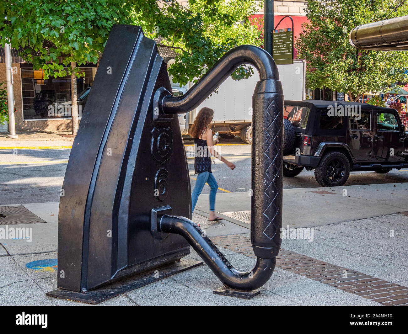 Flat Iron sculture in downtown Asheville North Carolina Stock Photo