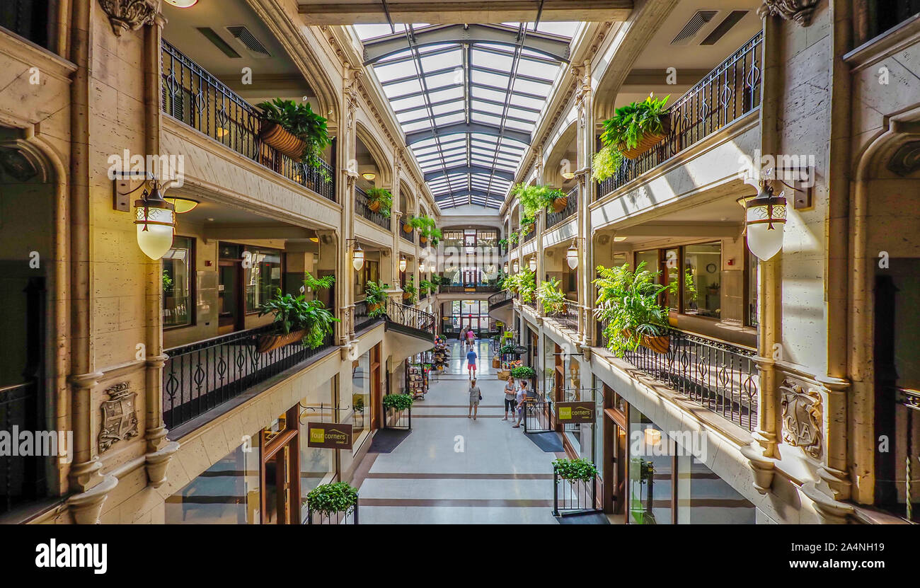 Interior of the historic Grove Arcade in downtown Asheville North Carolina Stock Photo