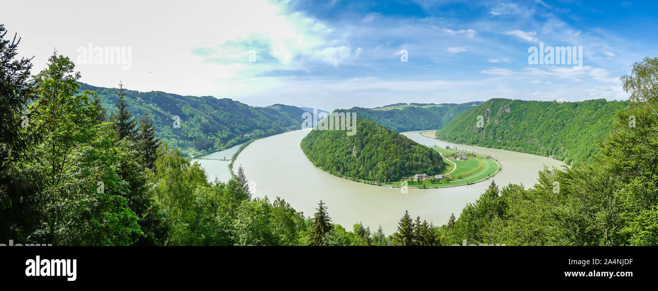Danube meander 'Schlögener Schlinge' in Schlögen Stock Photo