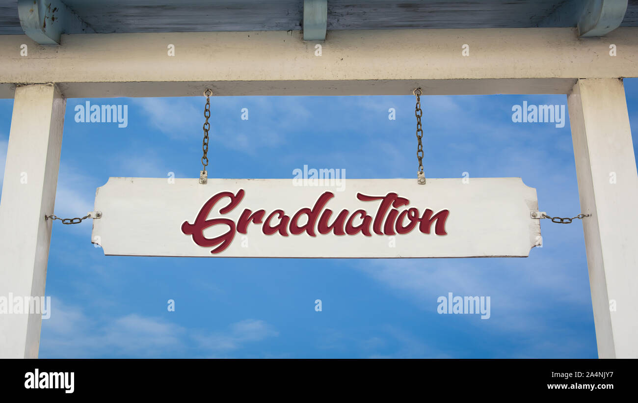 Street Sign the Direction Way to Graduation Stock Photo - Alamy