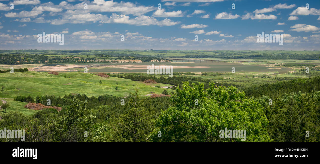 Panoramic view of the Missouri river from Niobrara state park, Nebraska Stock Photo