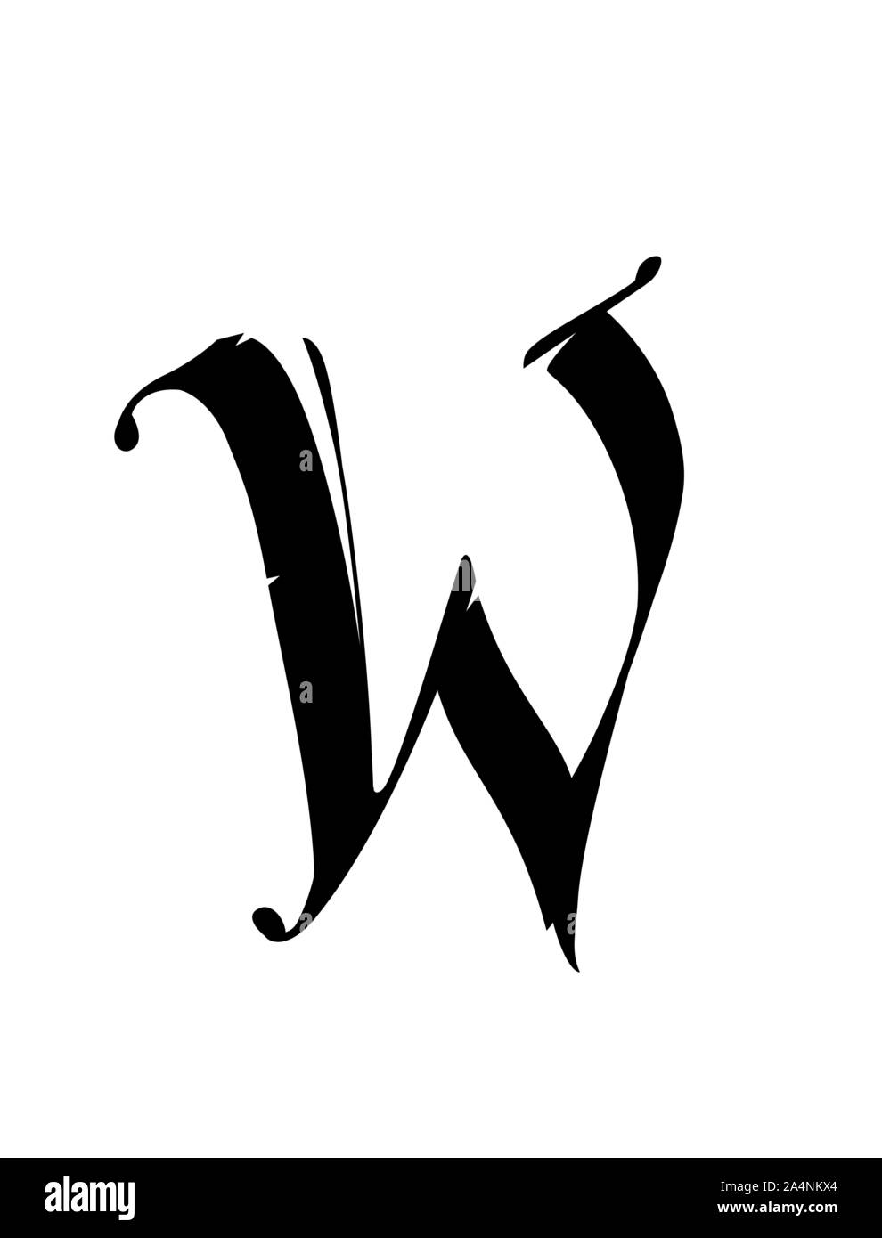 Letter W, in the Gothic style. Vector. Alphabet. The symbol is isolated