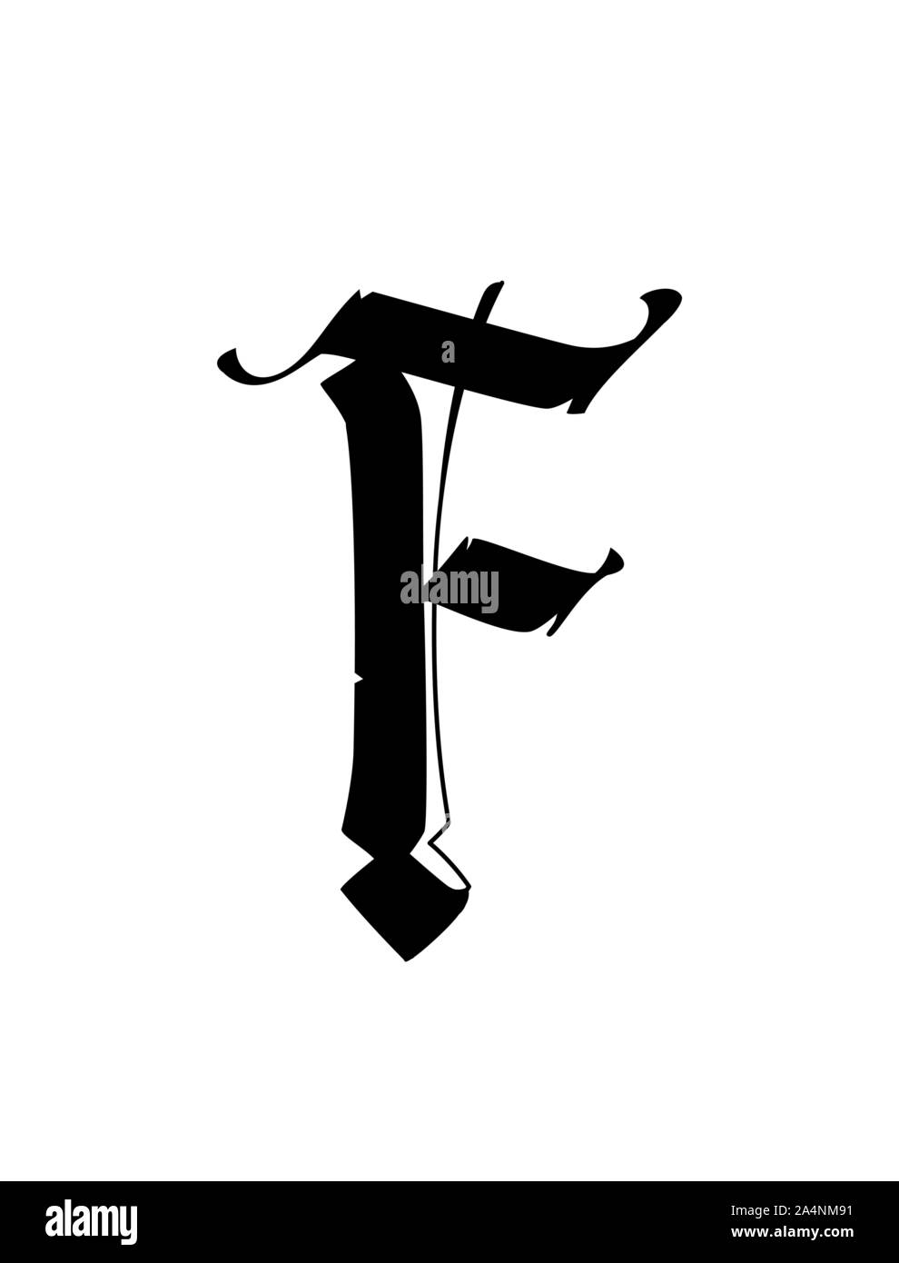 Letter F, in the Gothic style. Vector. Alphabet. The symbol is ...
