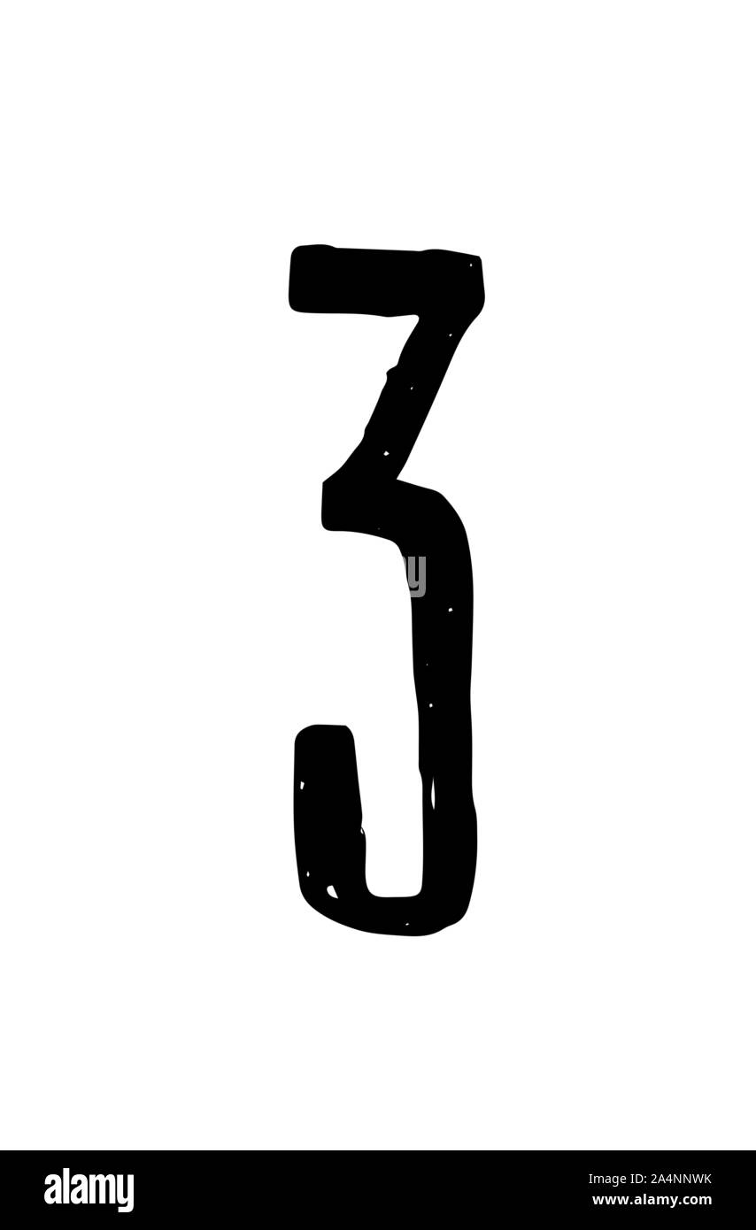 Bright Arabic numeral. Vector. Linear, contour figures. Bulk number. Cartoon circus style. Stock Vector