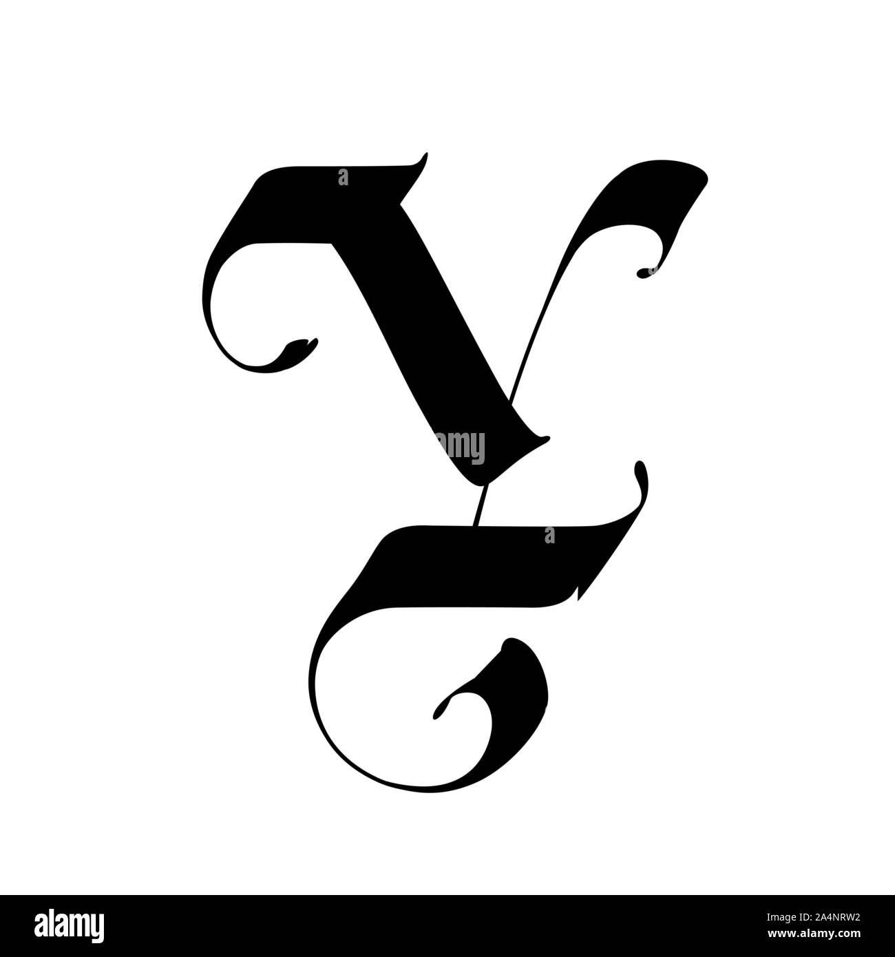 Letter Y, in the Gothic style. Vector. Alphabet. The symbol is