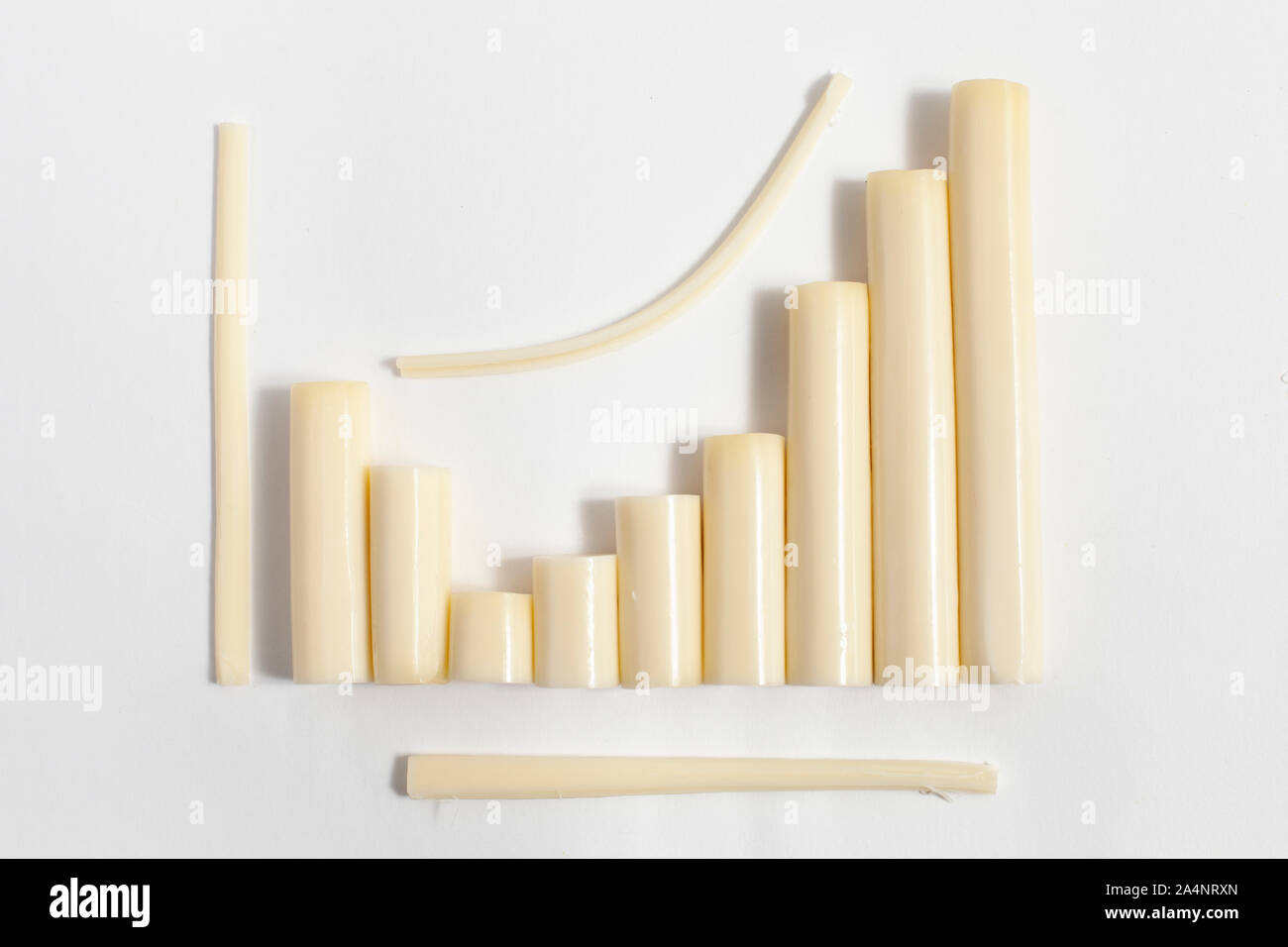 A diagram made of peelable cheese sticks isolated Stock Photo