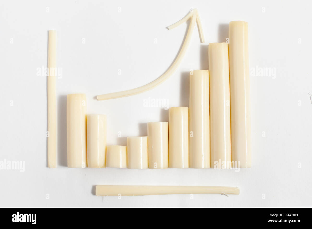 A diagram made of peelable cheese sticks isolated Stock Photo