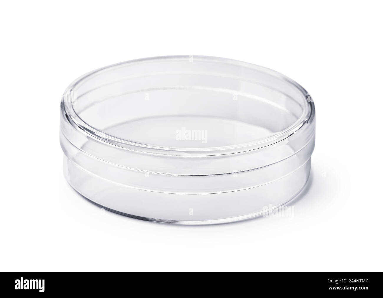 Empty transparent round plastic container  isolated on white Stock Photo