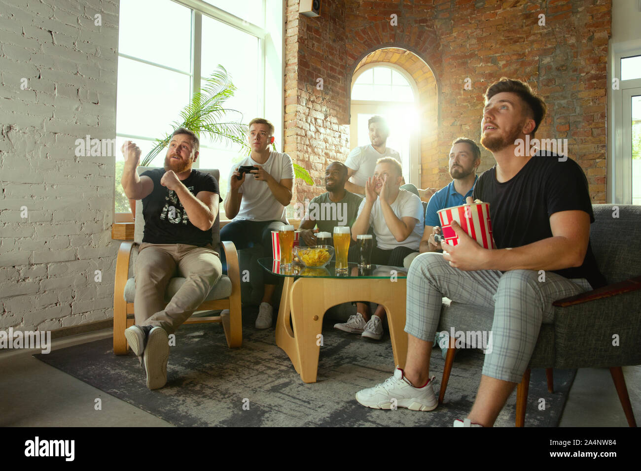 Group of Excited Friends Playing Video Games at Home Stock Image - Image of  addict, controller: 161208447