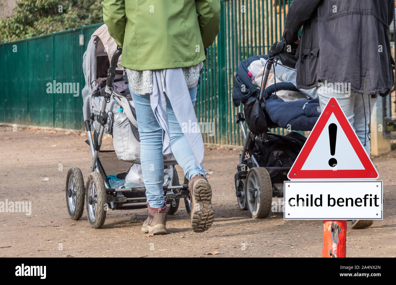Warning Sign 'child benefit' Stock Photo