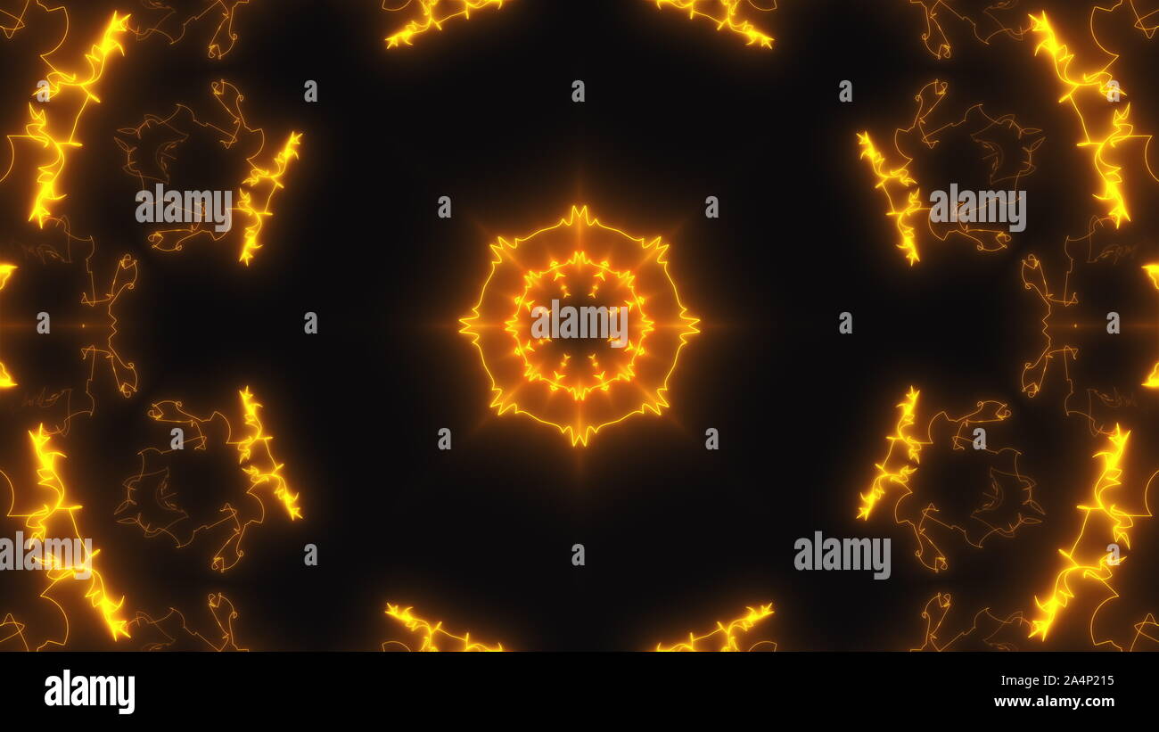 Abstract neon kaleidoscope background, 3d render computer generated ...