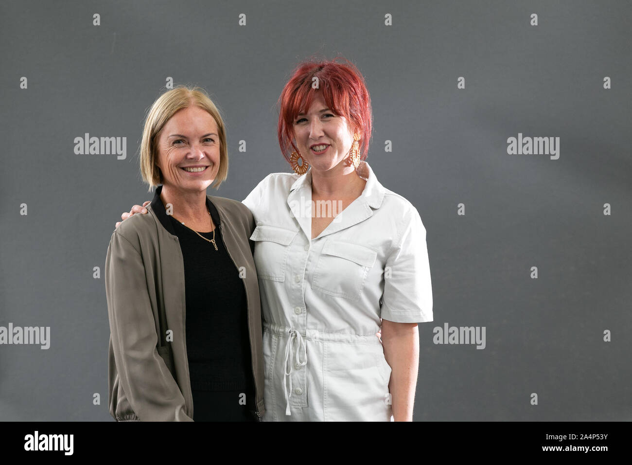 Edinburgh, Scotland, UK, 21st Aug 2019. Pictured at the Edinburgh Book Festival, L - R, Mariella Frostrup, Lois Pryce Stock Photo