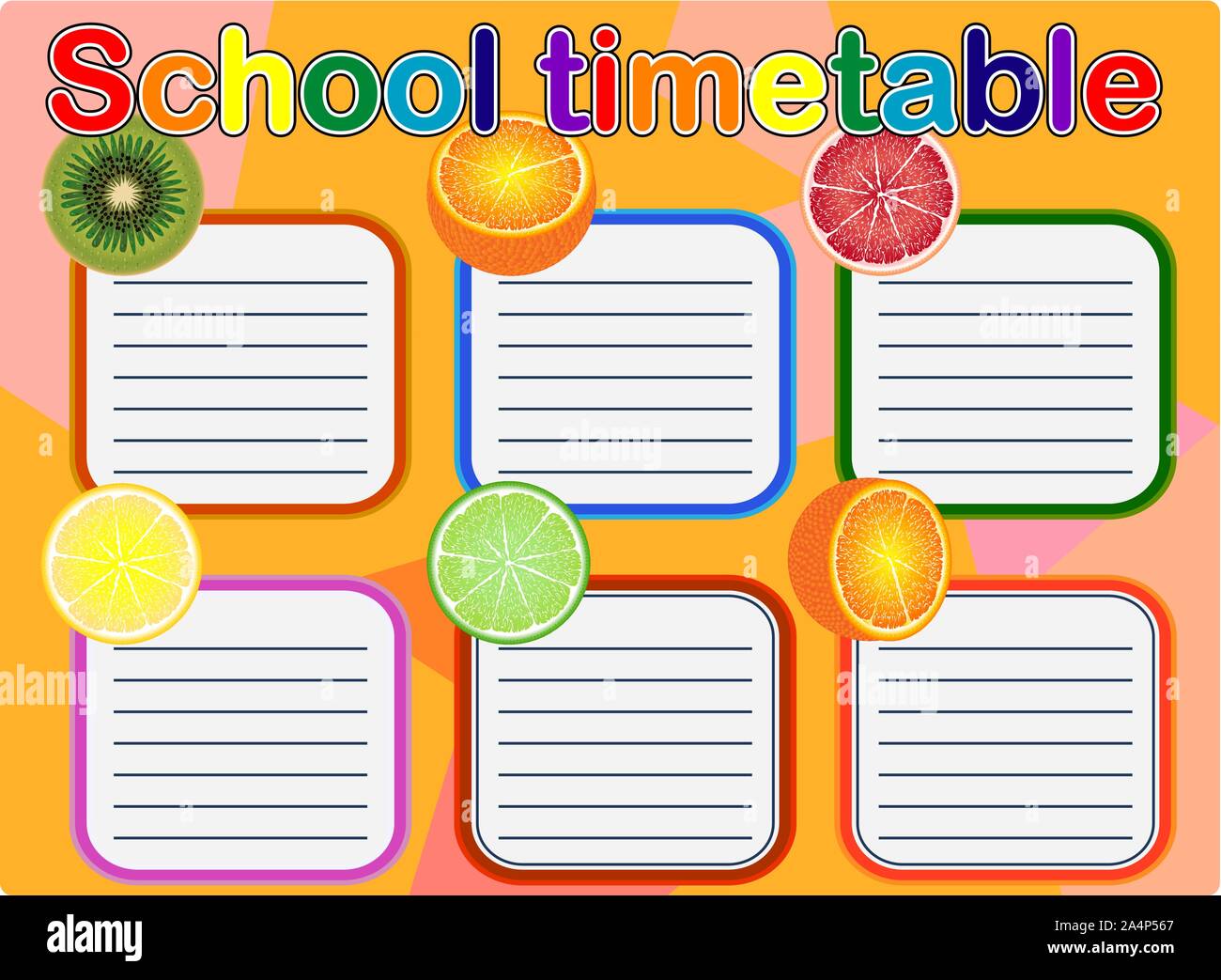 background frame design of School Timetable, Schedule,Weekly school