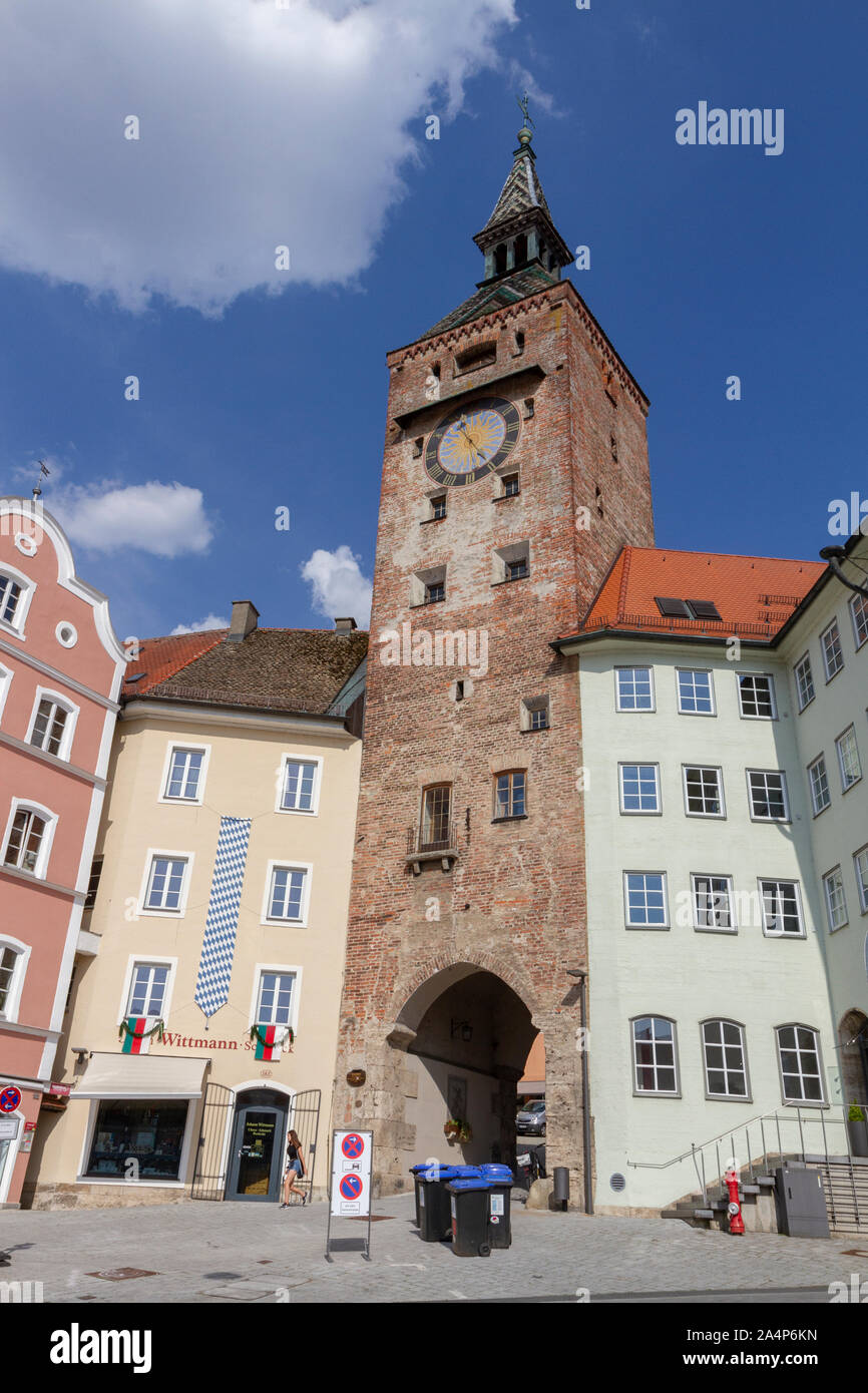 Schmalzturm (also called the 'beautiful tower') in Landsberg am Lech , Bavaria, Germany. Stock Photo