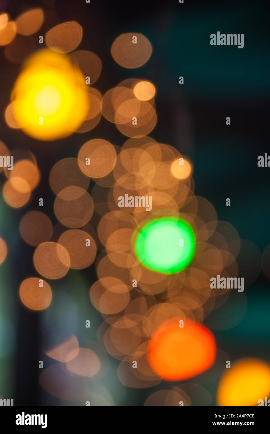 Multicolor background lights in town Stock Photo