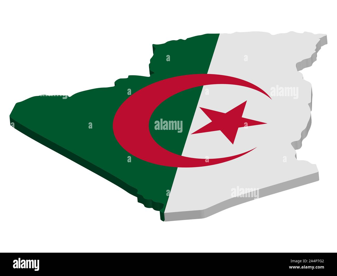 3D Algeria map flag vector in official color. Vector illustration eps 10 Stock Vector