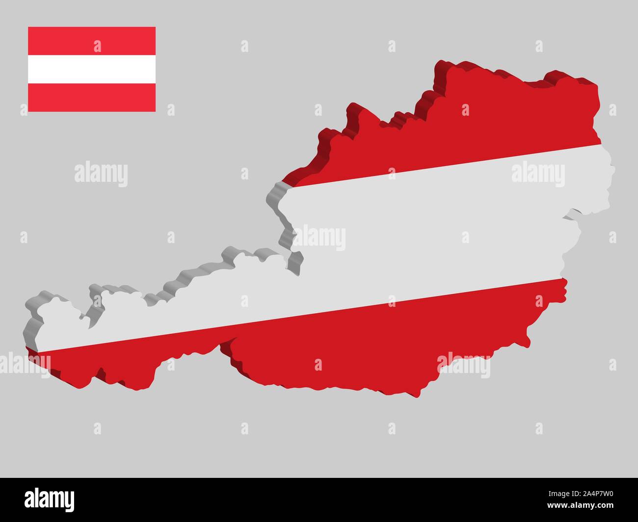 3D Austria Map and Flag Vector illustration eps 10. Stock Vector
