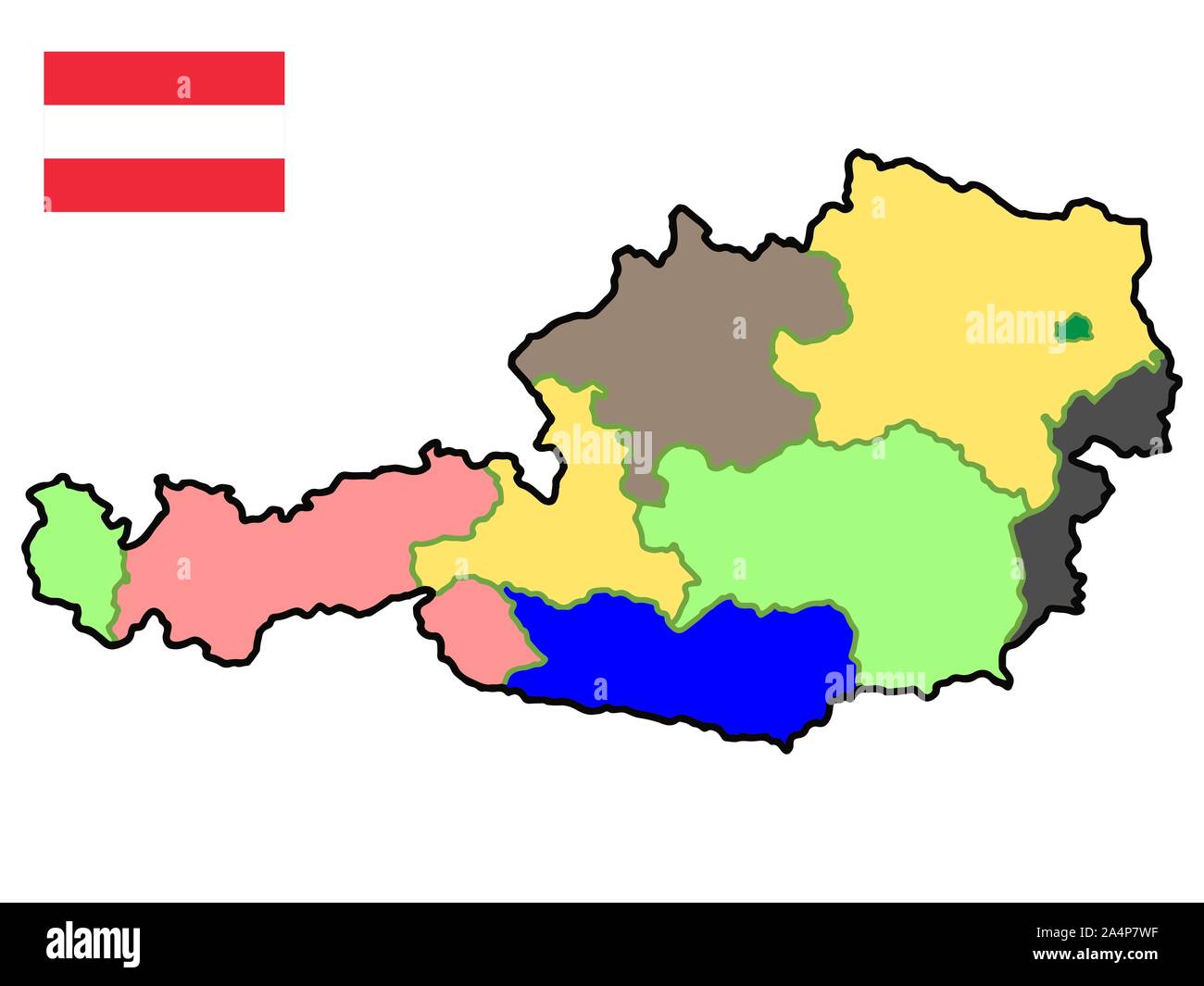 3D Austria Map and Flag Vector illustration eps 10. Stock Vector