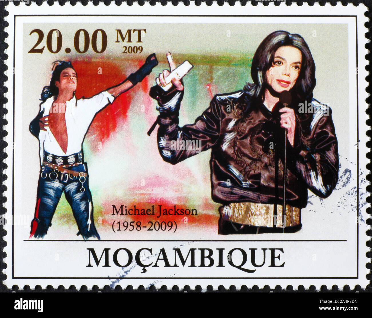 Michael Jackson celebration on postage stamp of Mozambique Stock Photo
