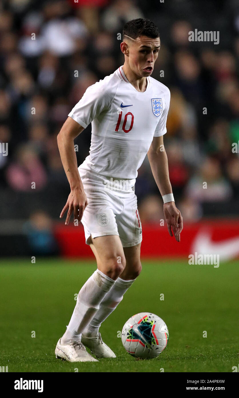 England's Phil Foden during the UEFA Euro 2021 Under-21 Qualifying Group 3 match at Stadium MK, Milton Keynes. Stock Photo