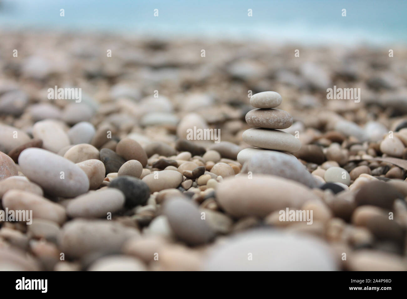 Small cairn on a beach Stock Photo
