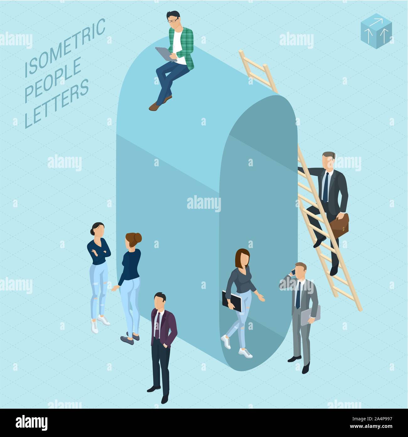 Isometric letters with people Stock Vector Image & Art - Alamy
