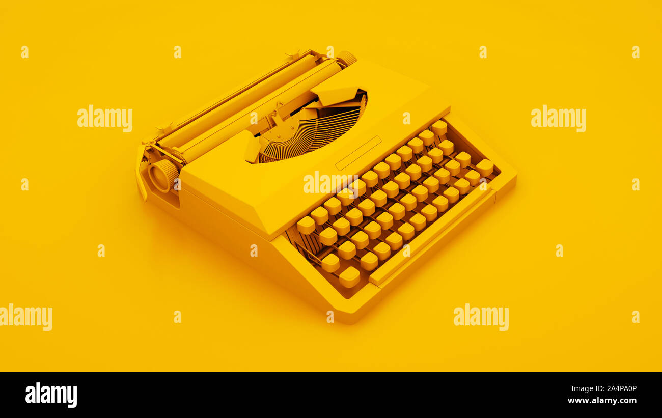 Vintage Typewriter Isolated isolated on yellow background. 3d