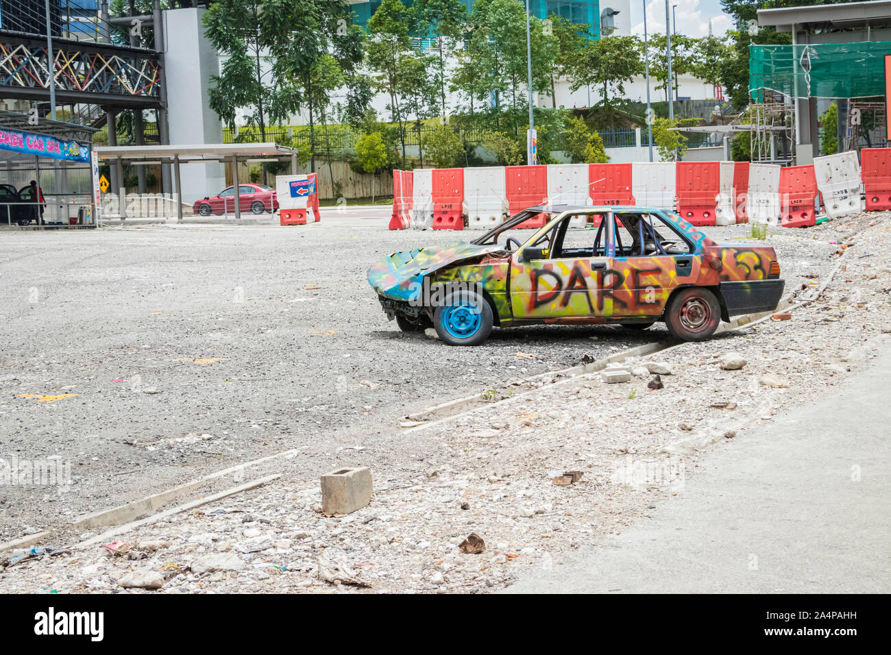Wrecked abandoned car graffiti hi-res stock photography and images - Alamy