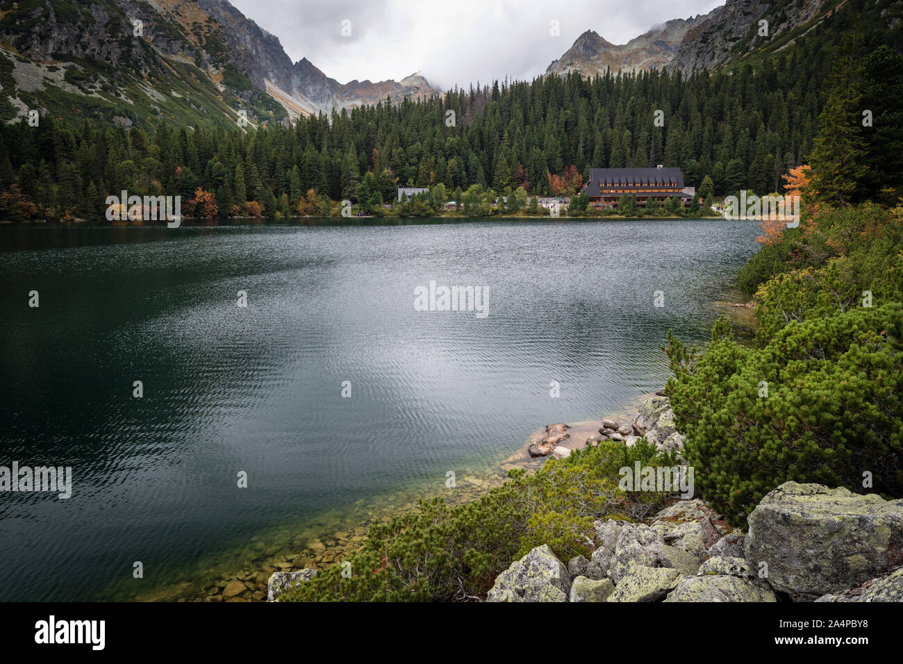 Popradske Pleso mountain lake in High Tatras mountain range in Slovakia Stock Photo