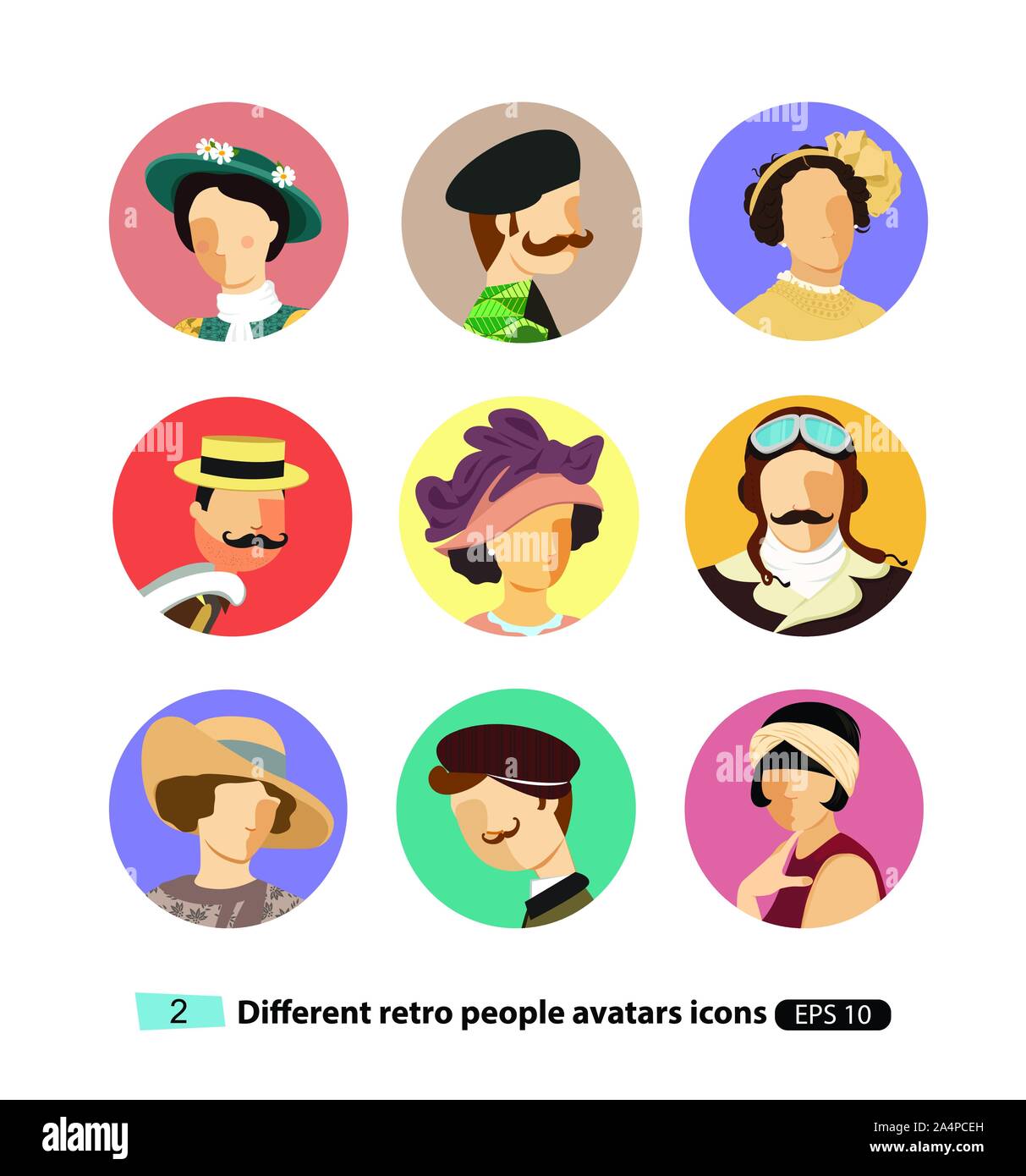 Retro Avatars cartoon people vector cartoon isolated eps 10 Stock ...
