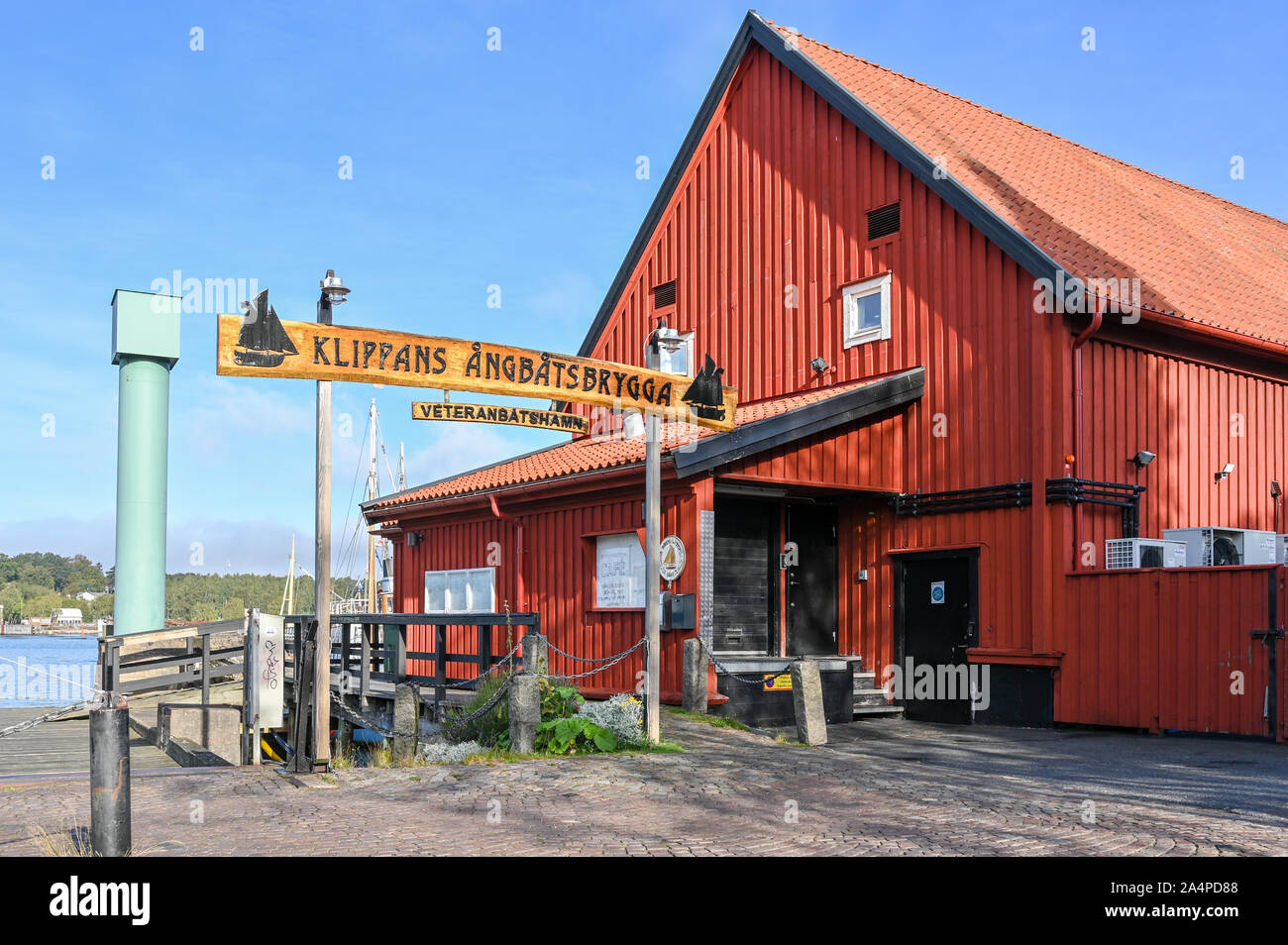 Old warehouse at Klippan harbor and Gota river in Gothenburg, Sweden. Stock Photo