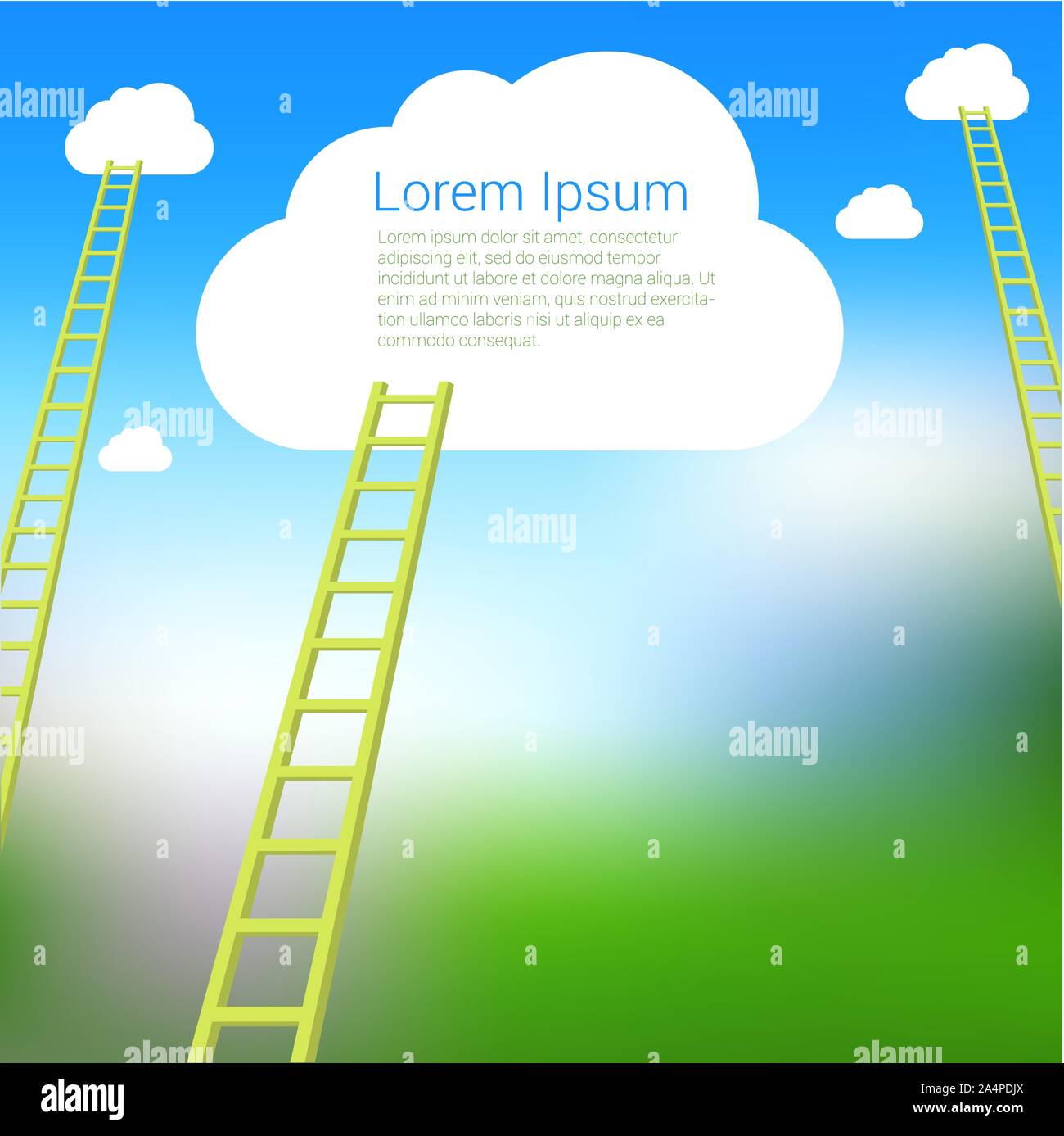 Ladder to the clouds vector template. Stock Vector