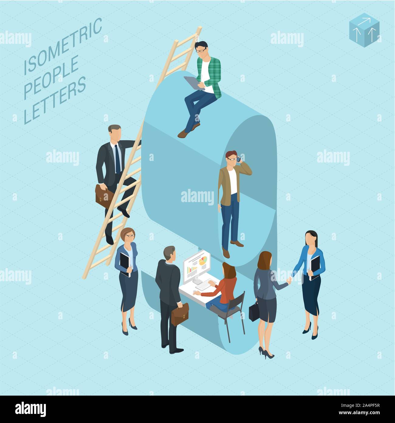 Isometric numbers with people Stock Vector