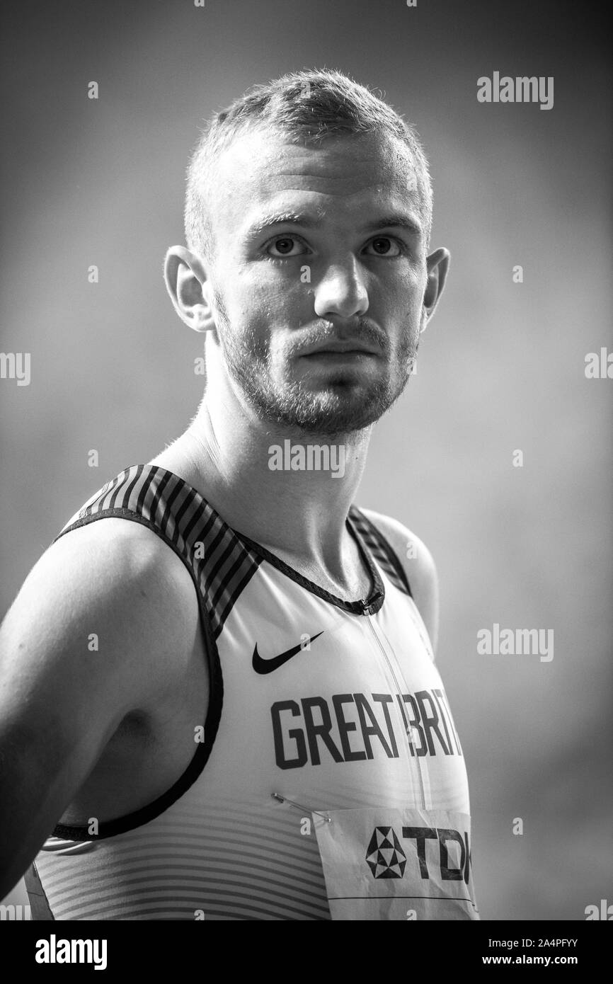 DOHA - QATAR SEPT 29: Kyle Langford of Great Britain & NI competing in the 800m semi final on day 3 of the 17th IAAF World Athletics Championships 201 Stock Photo