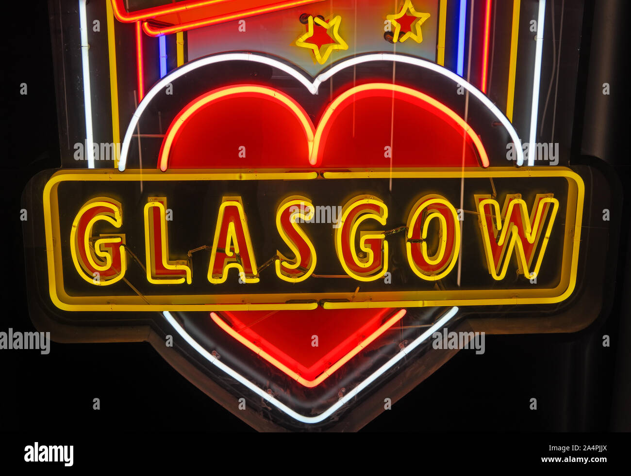 Glasgow School Of Art, Neon Sculptural Artwork, artist Sinclair Ross, Stock Photo