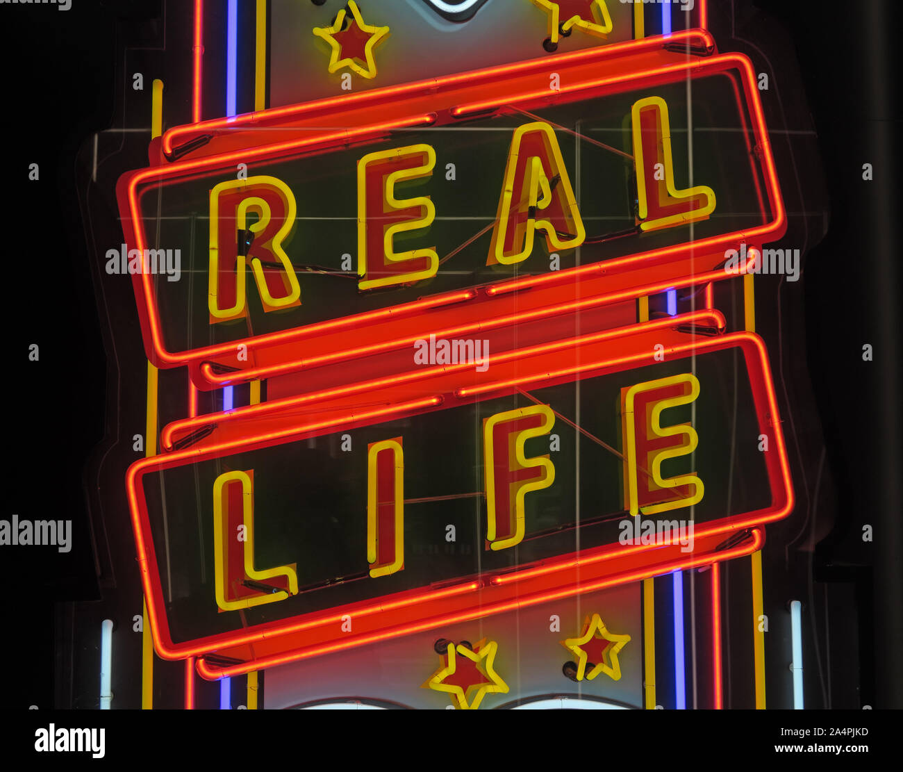 Glasgow School Of Art, Neon Sculptural Artwork, artist Sinclair Ross, Stock Photo