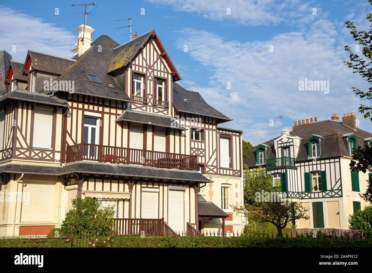 Typical houses and buildings architecture from Deauville, Normandy, France Stock Photo
