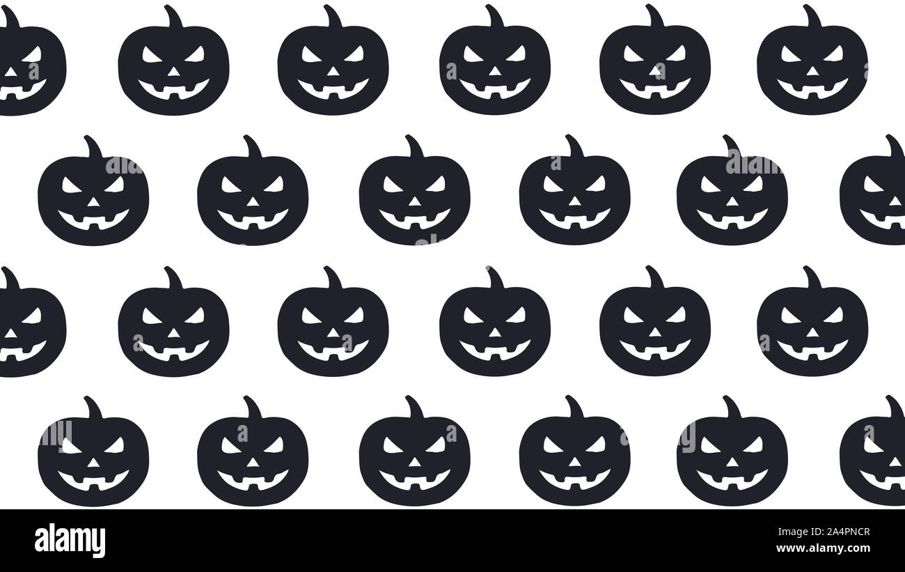 Halloween pumpkin seamless pattern silhouette on white background ...