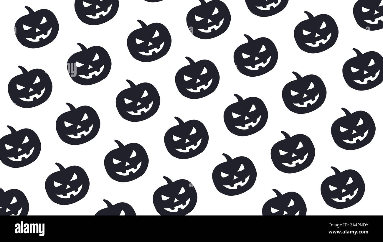 Halloween pumpkin seamless pattern silhouette on white background ...