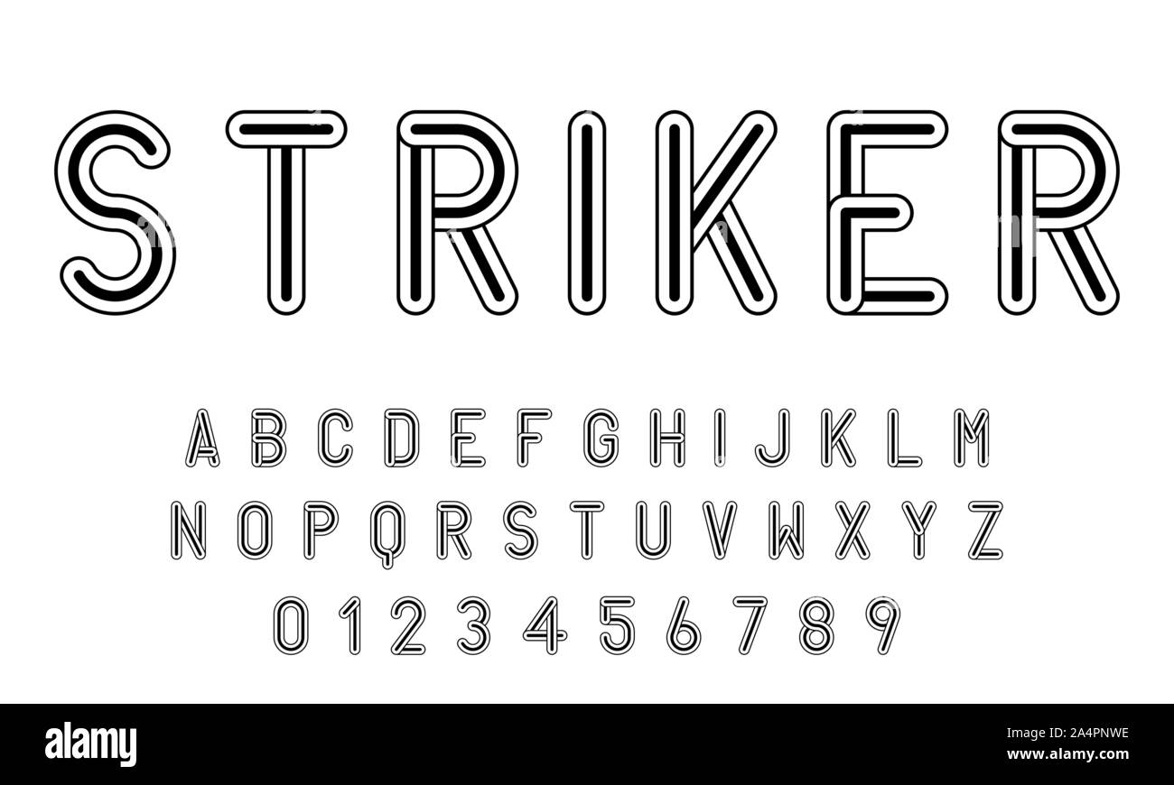 Set of alphabets font letters and numbers modern abstract design with ...