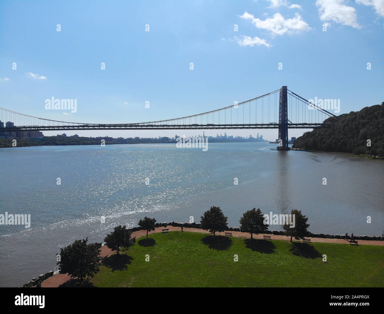 Aerial view of Washington Bridge in Fort Lee, NJ. Washington Bridge is a